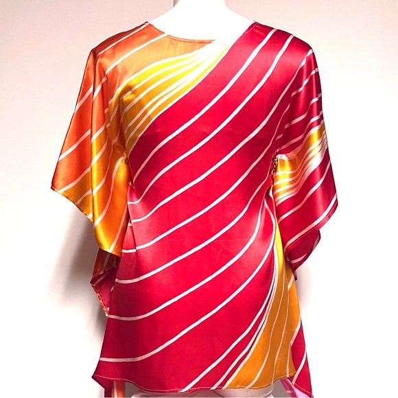 Vera by Scoop Beach 100% Silk Tunic Retro Multicolor One Size Resort Vacation - Picture 3 of 9